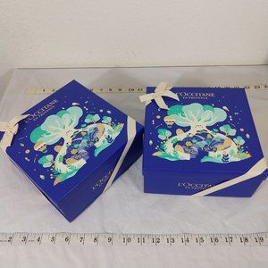 L'Occitane En Provence Holiday Blue Medium Empty Gift Box X 2 New